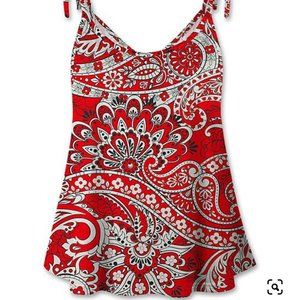 Red Paisley Tie-Strap Tank